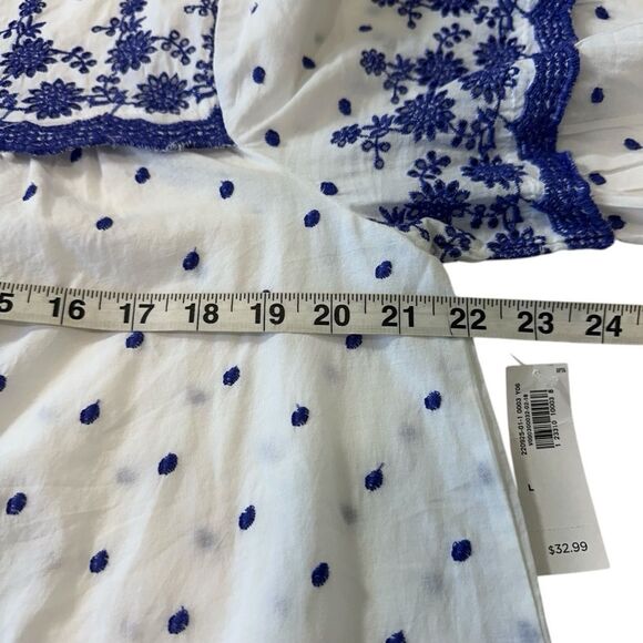 Old Navy Embroidered Swiss Dot Summer Casual Pop Over Blouse, Large - Picture 10 of 10